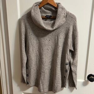 Stylish Cowl Neck Sweater in Speckled Beige